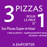 3 Pizzas pour le prix d'1 - 1=3